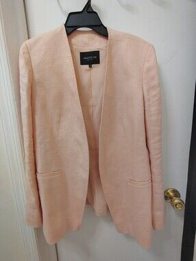 Lafayette 148 New York Soft Peachy Pink Open-Front Blazer No Closure